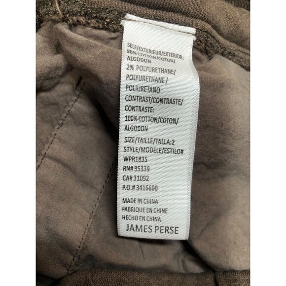James Perse Mixed Media Pants WPR1835 Taupe Brown Drawstring Joggers Women's 2 - Picture 10 of 11